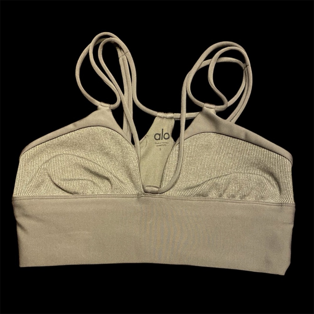 ALO Yoga Beige Strappy Sports Bra